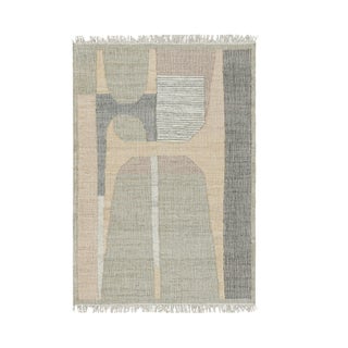 Rug & Kilim’s Flatweave Rug in Beige with Gray, White & Green Geometric Patterns - 8x10 For Sale