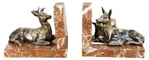 Italian Red Marble & Brass Bookends, 1900s, Set of 2