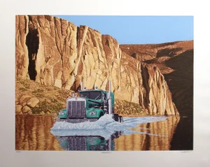 1979 "Wasserbahn" Surrealist Style Landscape Serigraph by Dallas John