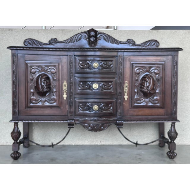 Late 19th Century Renaissance Spanish Buffet with Two Doors, Three Drawers For Sale - Image 16 of 18