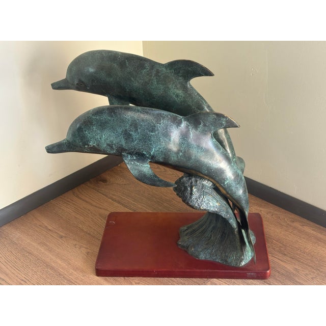 1980s Vintage Bronze Dolphins, "Sea Prancer" For Sale - Image 5 of 6