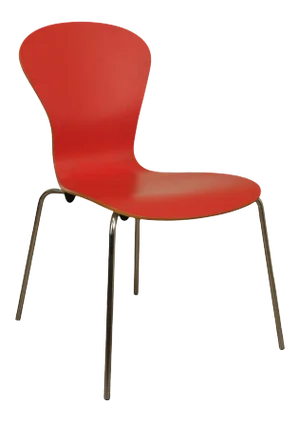 Knoll Studio Sprite Red Molded Plywood Chrome Base Side Chair