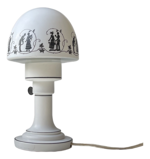Art Deco Parisian Milk Glass Table Lamp with Romantic Silhouettes, 1930s