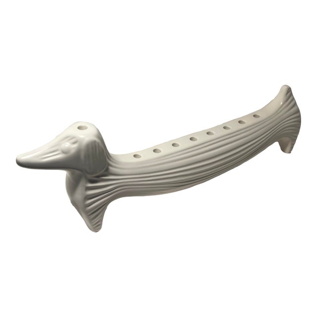 Rare Discontinued Jonathan Adler Ceramic Dachshund Menorah Stoneware Figurine For Sale