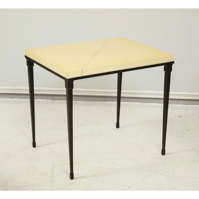 Bespoke Parchment-Top Table With Iron Base For Sale - Image 10 of 11