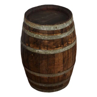 Small Wine Barrel with Wooden Staves and Metal Bands, 20th Century For Sale