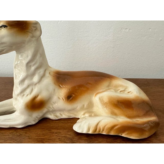 Antique German Porcelain Borzoi Dog Sculpture For Sale - Image 4 of 8