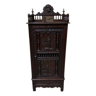 Antique Breton China Cabinet, 1880 For Sale