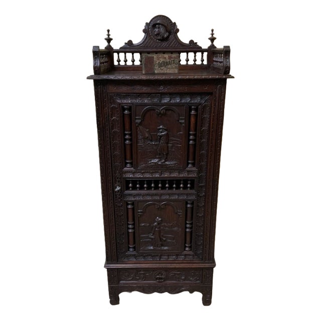 Antique Breton China Cabinet, 1880 For Sale