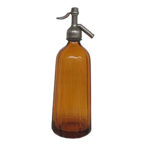 Art Deco Seltzer Soda Siphon Bottle Amber Glass Elstein Brooklyn Ny