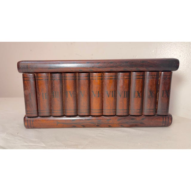 Mid-Century Modern Antique 19th Century Handmade Inlaid Marquetry Wood Book Shelf Jewelry Box For Sale - Image 3 of 12