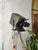 Vintage green 1960s strand electric patt 45 theatre light on a wooden surveying tripod | industrial floor lamp, retro...