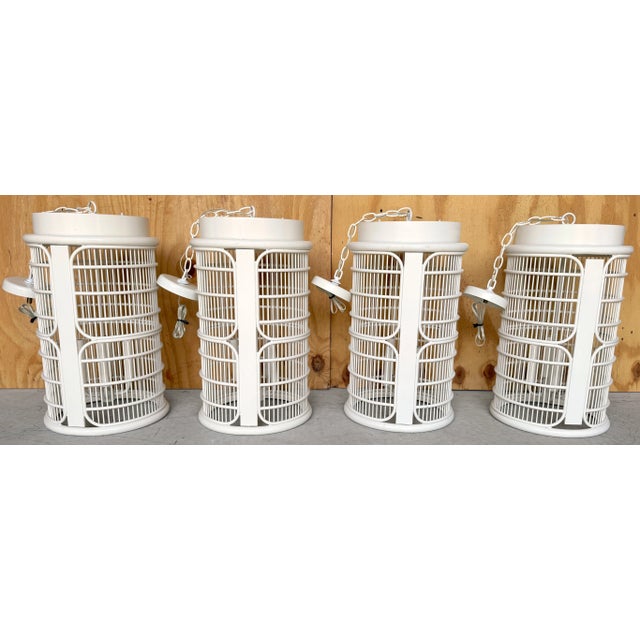 White French Modern Wrought Iron White Lantern For Sale - Image 8 of 12