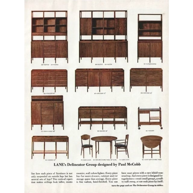 Lane Delineator by Paul McCobb Walnut and Rosewood 1960s 12 Drawer Walnut and Chrome Side Board For Sale - Image 10 of 11