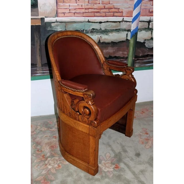 Tribunal Armchair in Oak For Sale - Image 11 of 11