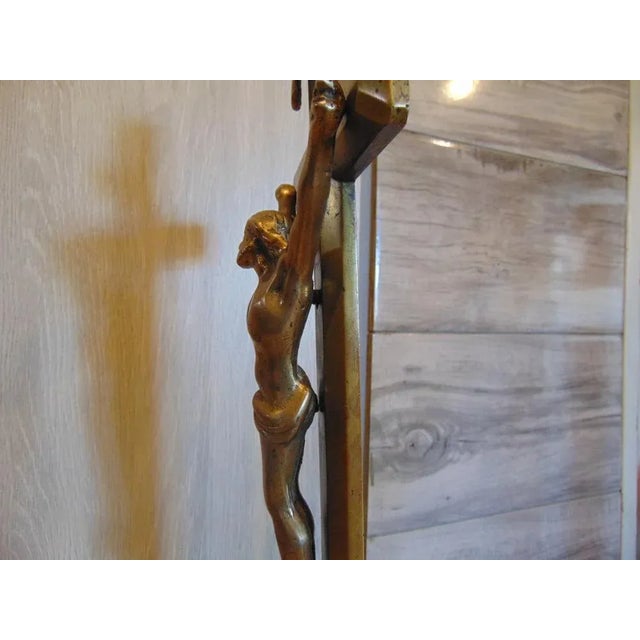 Metal Art Nouveau Brass Standing Cross, 1890s For Sale - Image 7 of 11