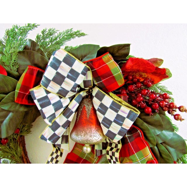 Traditional MacKenzie-Childs Deck the Halls 24" Round Christmas Wreath For Sale - Image 3 of 11