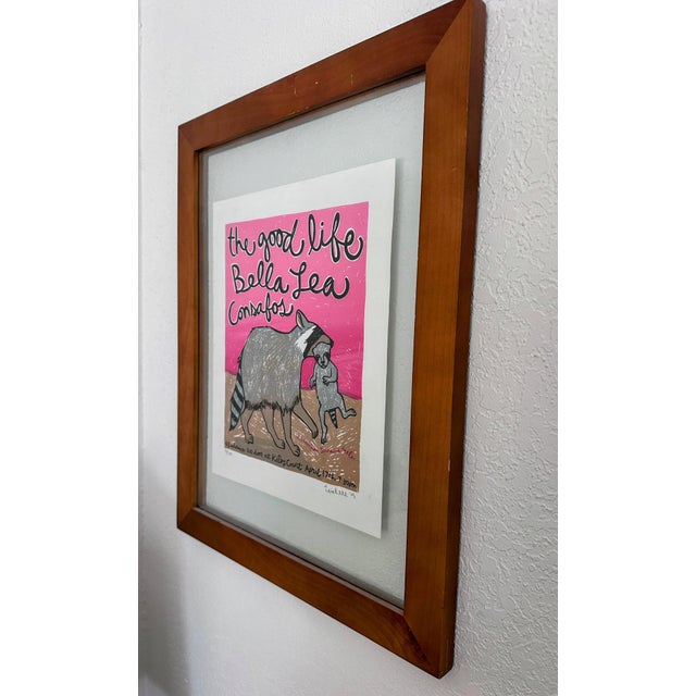 1990s Original Signed Lea Bell “The Good Life” Woodblock Print Poster Limited Ed. 96/100 For Sale - Image 4 of 12