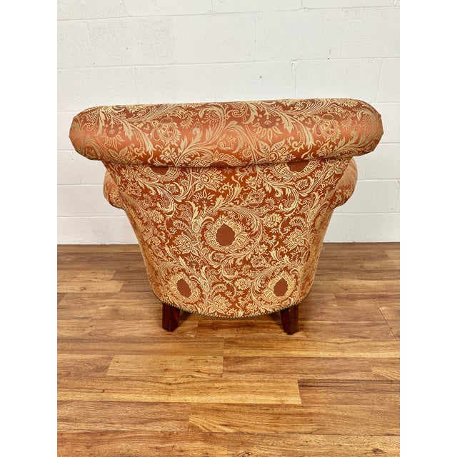 Wood Henredon Scroll Back Upholstered Lounge Chair & Ottoman With Nailheads - Set of 2 For Sale - Image 7 of 12