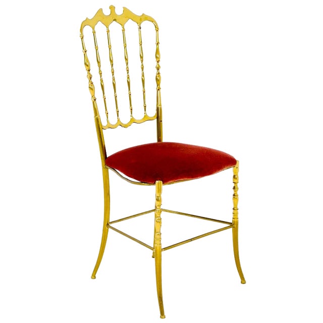Mid-Century Brass Chiavari Side Chair, Italy, 1980s For Sale