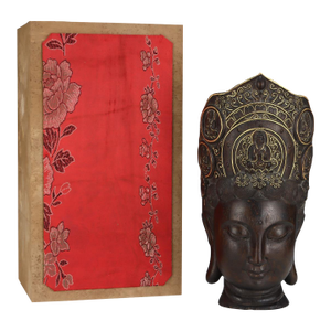 Mid 20th Century Hand-Carved Agarwood Guanyin Buddha Head – Gilded & Polychrome Chen Xiang Wood Sculpture