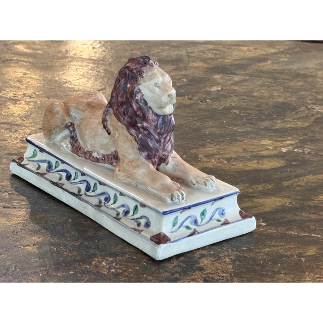 English 19th Century English Polychrome Pottery Lion For Sale - Image 3 of 7
