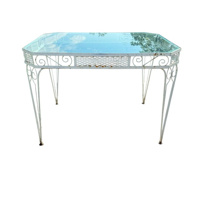 Salterini Mid Century Patio Set Outdoor Dining Table & Chairs Distressed Italian Garden Furniture For Sale - Image 4 of 12