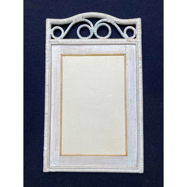 Vintage Wicker Pastel Cream Pink and Blue Wall Mirror For Sale - Image 4 of 5