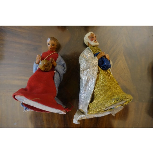 Set of 14 Wax and Fabric Nativity Figurines, 1800s, Textile For Sale - Image 6 of 8