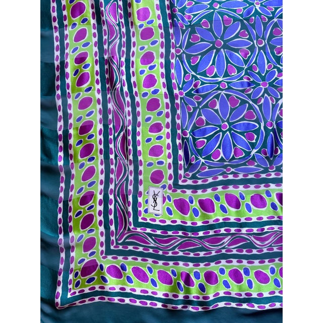 Yves Saint Laurent Yves Saint Laurent Silk Voile Scarf With Mosaic Design, 1980 For Sale - Image 4 of 9