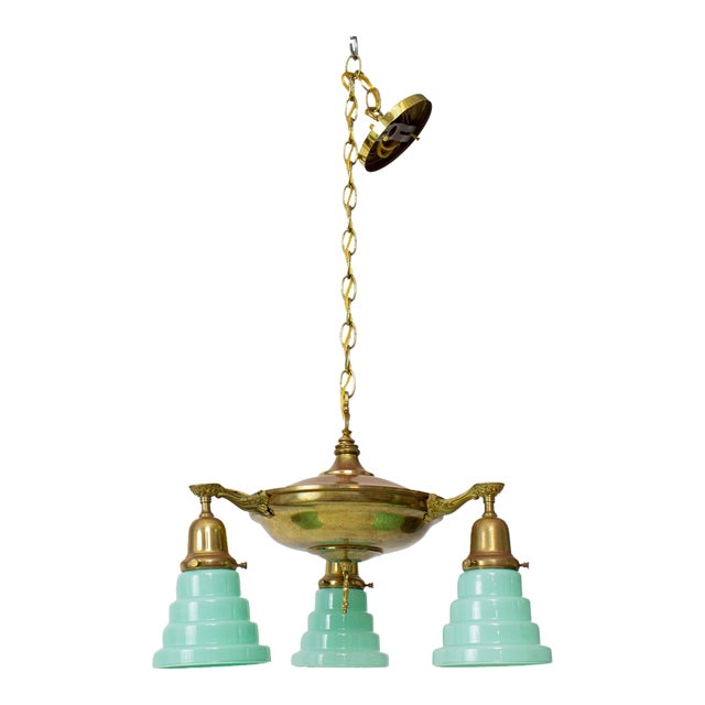 Early 20th Century Pan Light With Art Deco Glass Chairish