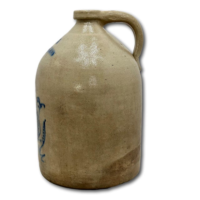 Excellent Large 3 Gallon Size Antique 1870s American Blue Bird Decorated Stoneware Jug by Whites in Utica New York For Sale - Image 13 of 18
