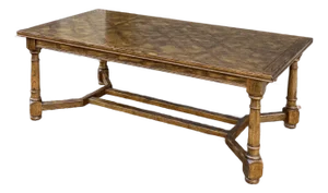 Vintage Century Furniture Rustic Country Farmhouse Oak Parquetry 82" Fixed Dining Table