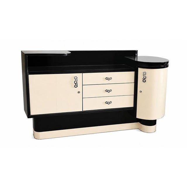 Art Deco Parchment Sideboard with Corner Bar Cabinet, 1930s For Sale - Image 4 of 6