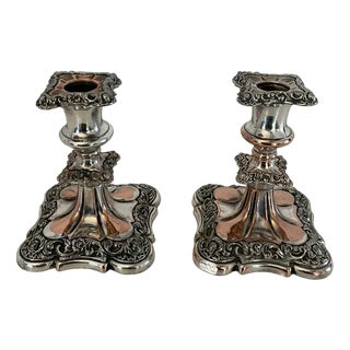 Small Victorian Sheffield Plated Candlesticks, 1880s, Set of 2 For Sale
