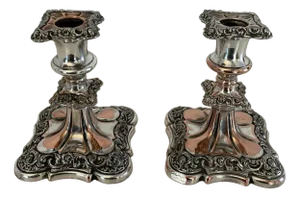 Small Victorian Sheffield Plated Candlesticks, 1880s, Set of 2