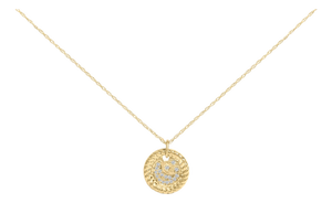 10K Yellow Gold Diamond Accent Crescent Moon Pendant Necklace