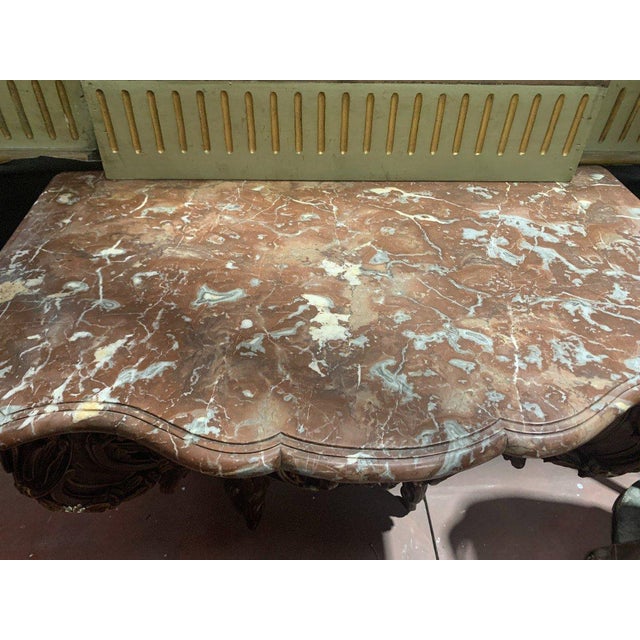 Wood Louis XV Console Table in Carved and Patinated Wood, 1700s For Sale - Image 7 of 16