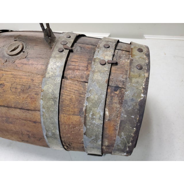 Antique 19th Century Naval Merchantman Grog Barrel with Iron Bale Handle Description This authentic maritime primitive...
