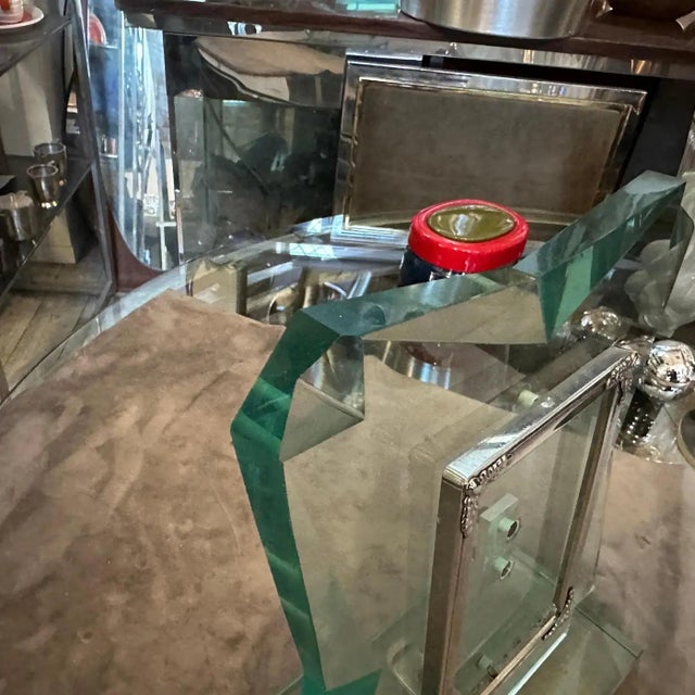 This high quality Mid-Century Modern picture frame is made of Verde Nilo glass, a distinctive green-tinted glass often...