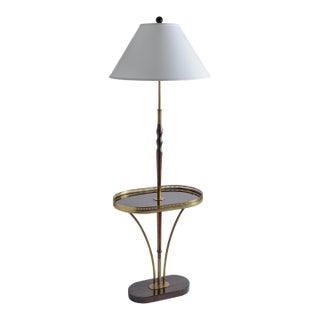 1960s French Hollywood Regency Brass Gallery Bouillotte Table Floor Lamp For Sale