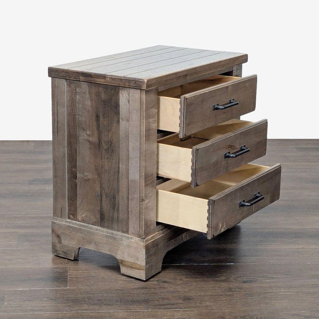 Rustic Vaughan Bassett Cool Rustic Clear Maple Three Drawer Nightstand For Sale - Image 3 of 11