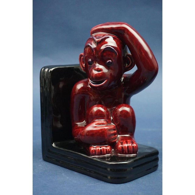 Art Deco Ceramic Monkey Bookends by Michael Powolny for Wiener Keramik, Austria, 1920s, Set of 2 For Sale - Image 6 of 18