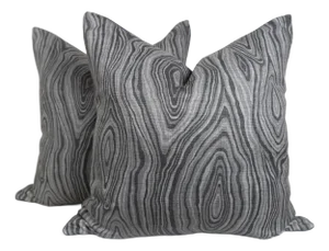 Designer Gray Malachite Linen Pillow Covers 22x22 - a Pair
