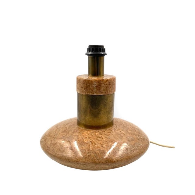 Hollywood Regency Pink Granite and Brass Table Lamp Base, Italy, 1970s For Sale - Image 9 of 18