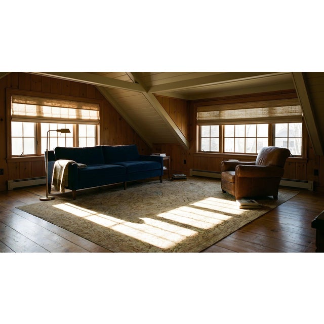 1890s Beige Floral Antique Hand Knotted Indian Amritsar Rug 11' X 17' Wool Carpet For Sale - Image 9 of 10