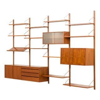Teak 4-Bay Wall Unit attributed to Poul Cadovius for Cado, 1960s For Sale