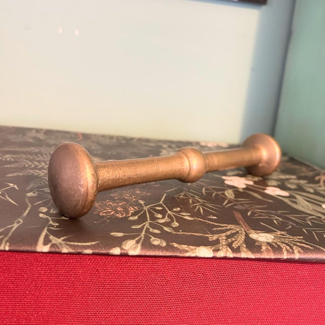 Vintage Solid Brass Mortar and Pestle Pharmacy Apothecary 5.75” 9.5 LBS For Sale - Image 10 of 12
