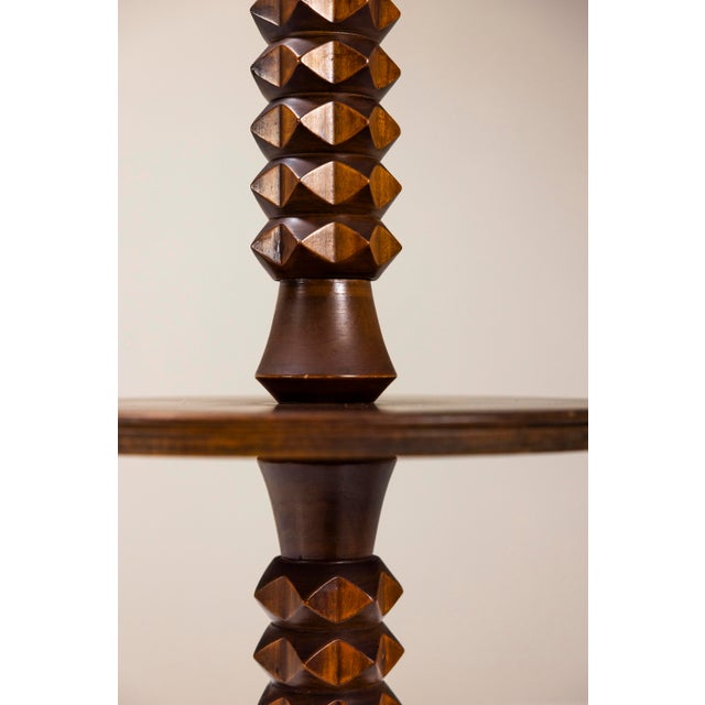 Beige Brutalist Style Floor Lamp in Saddle-Brown Oak, France, 1960s For Sale - Image 8 of 14