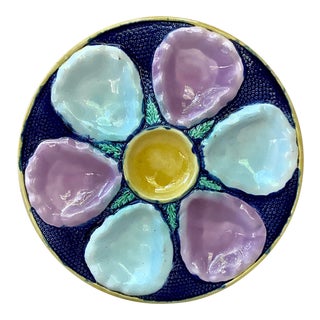 C. 1890 Victorian Majolica Oyster Plate For Sale